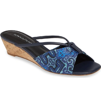 Shop Donald Pliner Andra Wedge Sandal In Blue Fabric