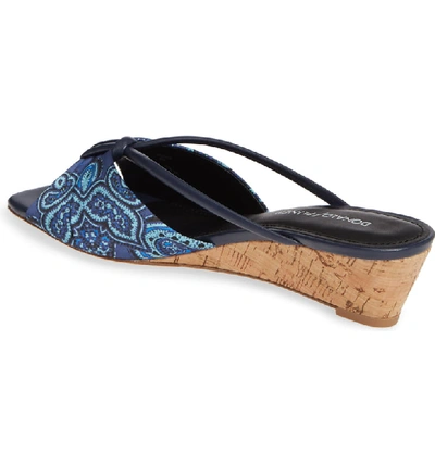 Shop Donald Pliner Andra Wedge Sandal In Blue Fabric