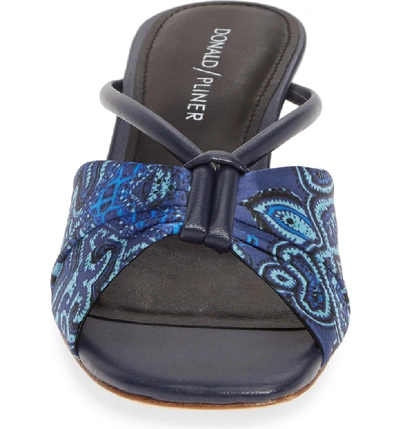 Shop Donald Pliner Andra Wedge Sandal In Blue Fabric