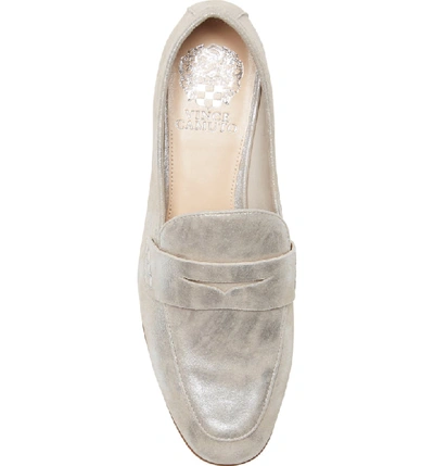 Shop Vince Camuto Macinda Penny Loafer In Sandy Silver Suede