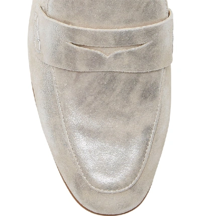 Shop Vince Camuto Macinda Penny Loafer In Sandy Silver Suede