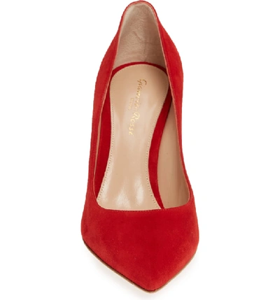 Shop Gianvito Rossi Pointy Toe Pump In Tabasco Red Suede