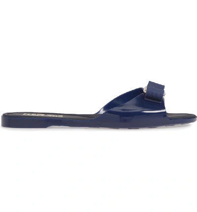 Shop Ferragamo Cirella Bow Slide Sandal In Navy