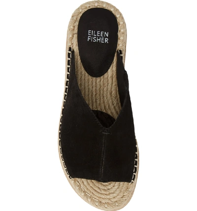 Shop Eileen Fisher Milly Espadrille Slide Sandal In Black Nubuck