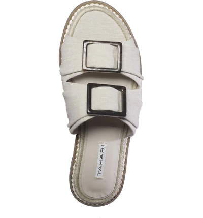 Shop T Tahari Tahari Calandra Slide Sandal In Natural Fabric