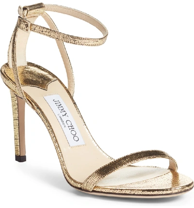 Shop Jimmy Choo Minny Metallic Sandal In Gold