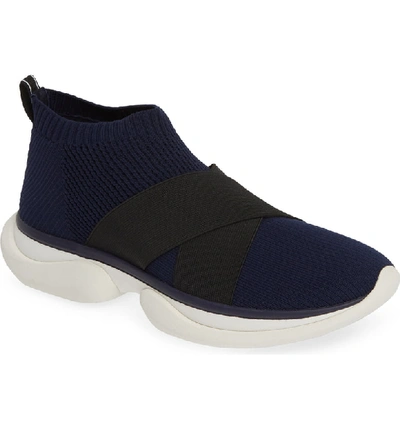 Shop Tory Sport Mid Top Sock Sneaker In Navy/ Black