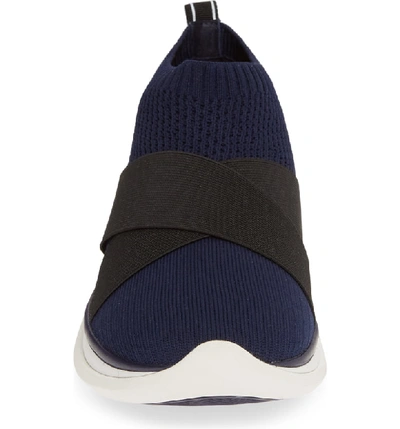 Shop Tory Sport Mid Top Sock Sneaker In Navy/ Black