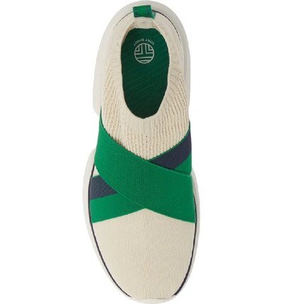 Shop Tory Sport Mid Top Sock Sneaker In Pearl/ Vineyard/ Navy