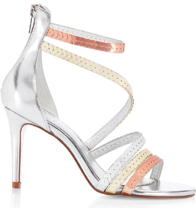 Shop Adrianna Papell Alexi Sequin Strappy Sandal In Silver/ Shea/ Gold Fabric