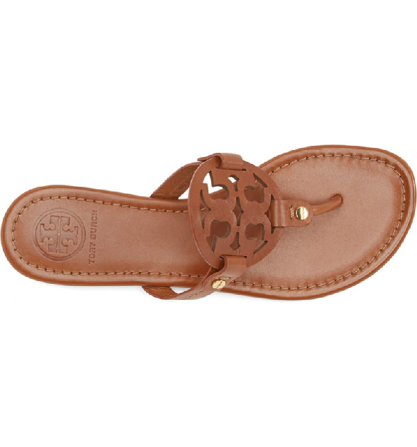 Tory Burch Women's Metal Miller Leather Thong Sandals In Brown | ModeSens
