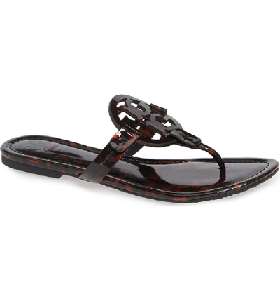 Tory Burch Miller Printed Flat Thong Sandals In Tortoise Shell | ModeSens