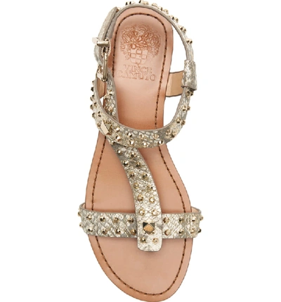 Shop Vince Camuto Ravensa Studded Sandal In Taupe Shine Leather