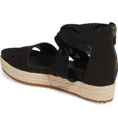 Shop Eileen Fisher Zoe Wedge Sandal In Black Tumbled Nubuck Leather