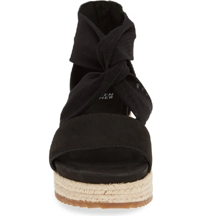 Shop Eileen Fisher Zoe Wedge Sandal In Black Tumbled Nubuck Leather