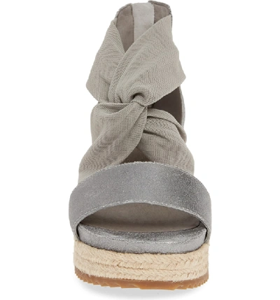 Shop Eileen Fisher Zoe Wedge Sandal In Silver Metallic Suede