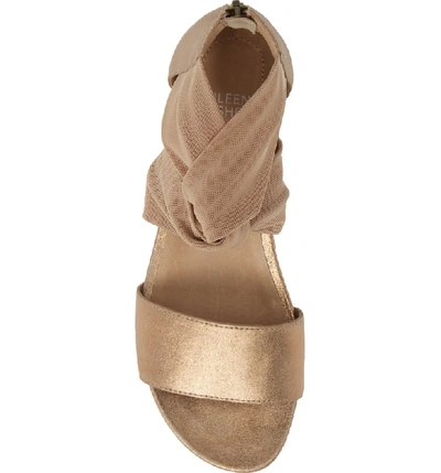 Shop Eileen Fisher Zoe Wedge Sandal In Light Gold Metallic Suede