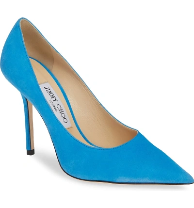 Shop Jimmy Choo Love Pointy Toe Pump In Sky Suede