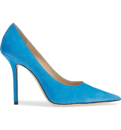 Shop Jimmy Choo Love Pointy Toe Pump In Sky Suede