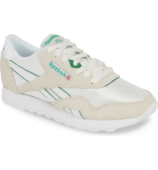 green and white reebok classics