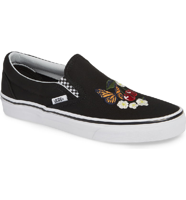 vans checker floral classic slip on