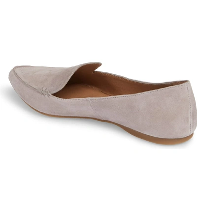 Shop Steve Madden Feather Loafer Flat In Grey Suede