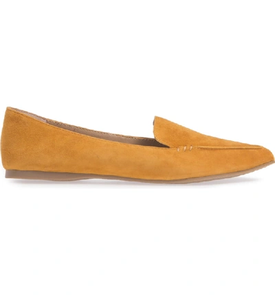 Shop Steve Madden Feather Loafer Flat In Mustard Suede