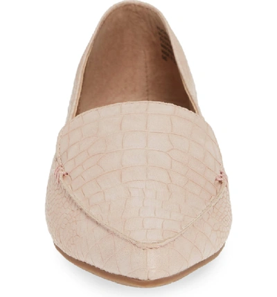 Shop Steve Madden Feather Loafer Flat In Pink Crocodile Print