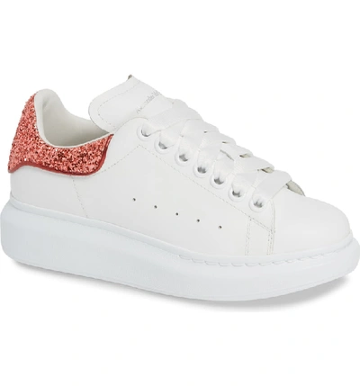 Shop Alexander Mcqueen Sneaker In Coral Glitter/ White