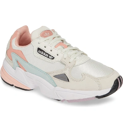 Shop Adidas Originals Falcon Sneaker In White Tint/ Raw White/ Pink
