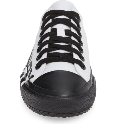 Shop Burberry Larkhall Graphic Logo Sneaker In White/ Black