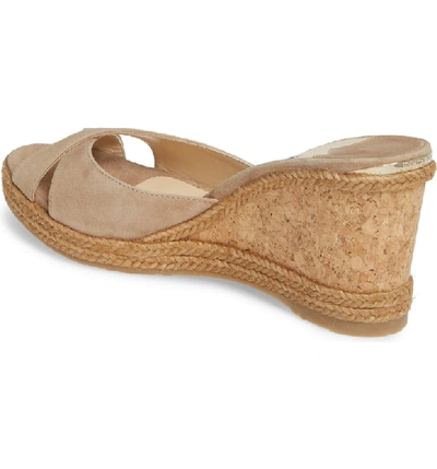 Shop Jimmy Choo Almer Cork Wedge Sandal In Nude Suede