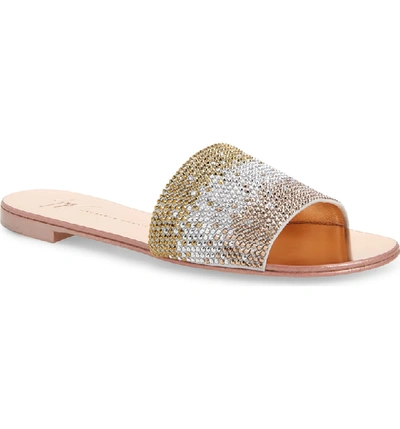 Shop Giuseppe Zanotti Crystal Embellished Slide Sandal In Rose Ombre