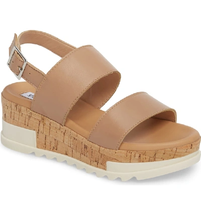 Shop Steve Madden Brenda Wedge Sandal In Natural Leather