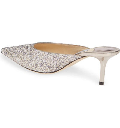 Shop Jimmy Choo Rav Glitter Pointy Toe Mule In Platinum Glitter