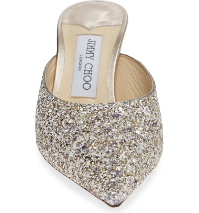 Shop Jimmy Choo Rav Glitter Pointy Toe Mule In Platinum Glitter