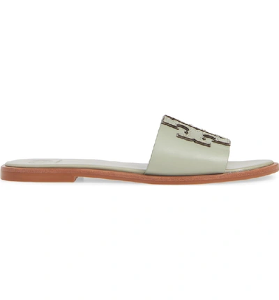 Shop Tory Burch Ines Slide Sandal In Garden Sage / Silver