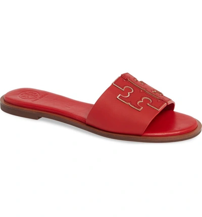 Shop Tory Burch Ines Slide Sandal In Brilliant Red/ Spark Gold