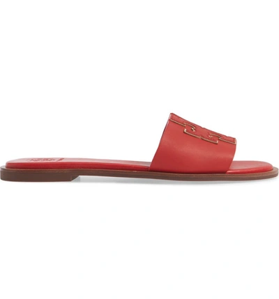 Shop Tory Burch Ines Slide Sandal In Brilliant Red/ Spark Gold