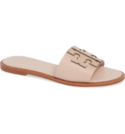 Shop Tory Burch Ines Slide Sandal In Sea Shell Pink / Silver