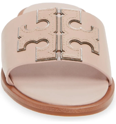 Shop Tory Burch Ines Slide Sandal In Sea Shell Pink / Silver