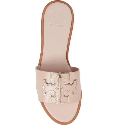 Shop Tory Burch Ines Slide Sandal In Sea Shell Pink / Silver