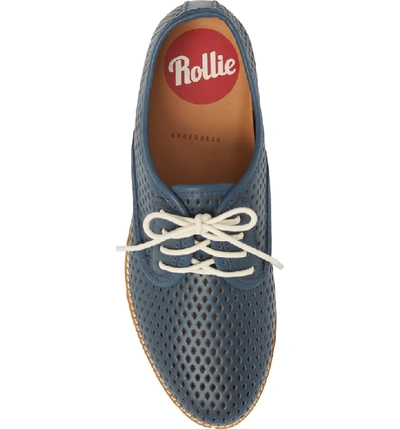 Shop Rollie Punch Perforated Derby In Dark Navy Leather
