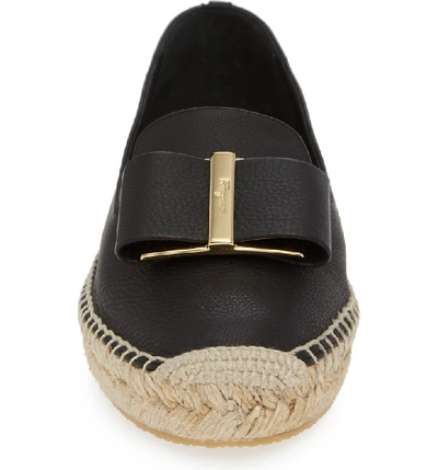 Shop Ferragamo Sannio Bow Espadrille Flat In Black