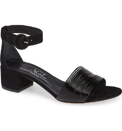 Shop Agl Attilio Giusti Leombruni Ankle Strap Sandal In Black Patent