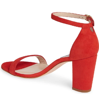 Shop Stuart Weitzman Nearlynude Ankle Strap Sandal In Followme Red Suede