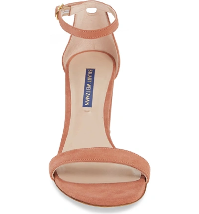 Shop Stuart Weitzman Nearlynude Ankle Strap Sandal In Desert Rose Suede