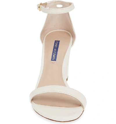 Shop Stuart Weitzman Nearlynude Ankle Strap Sandal In Cream Caviar Patent