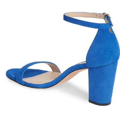 Shop Stuart Weitzman Nearlynude Ankle Strap Sandal In Royal Blue Suede