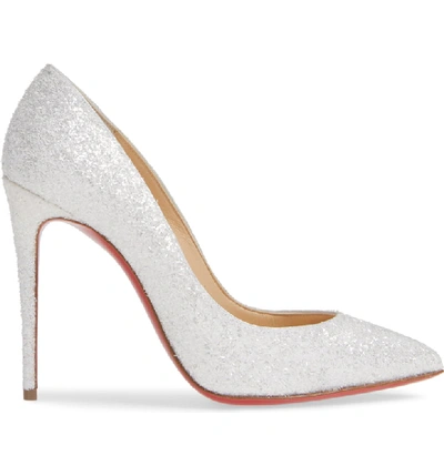 Shop Christian Louboutin Pigalle Follies Pointy Toe Pump In White Glitter